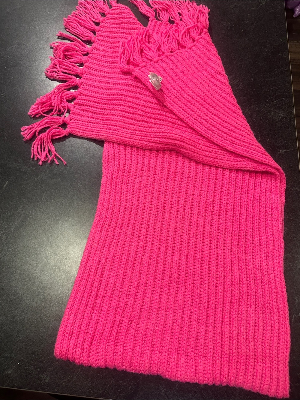American Eagle Outfitters Hot Pink Ribbed Fringe Scarf